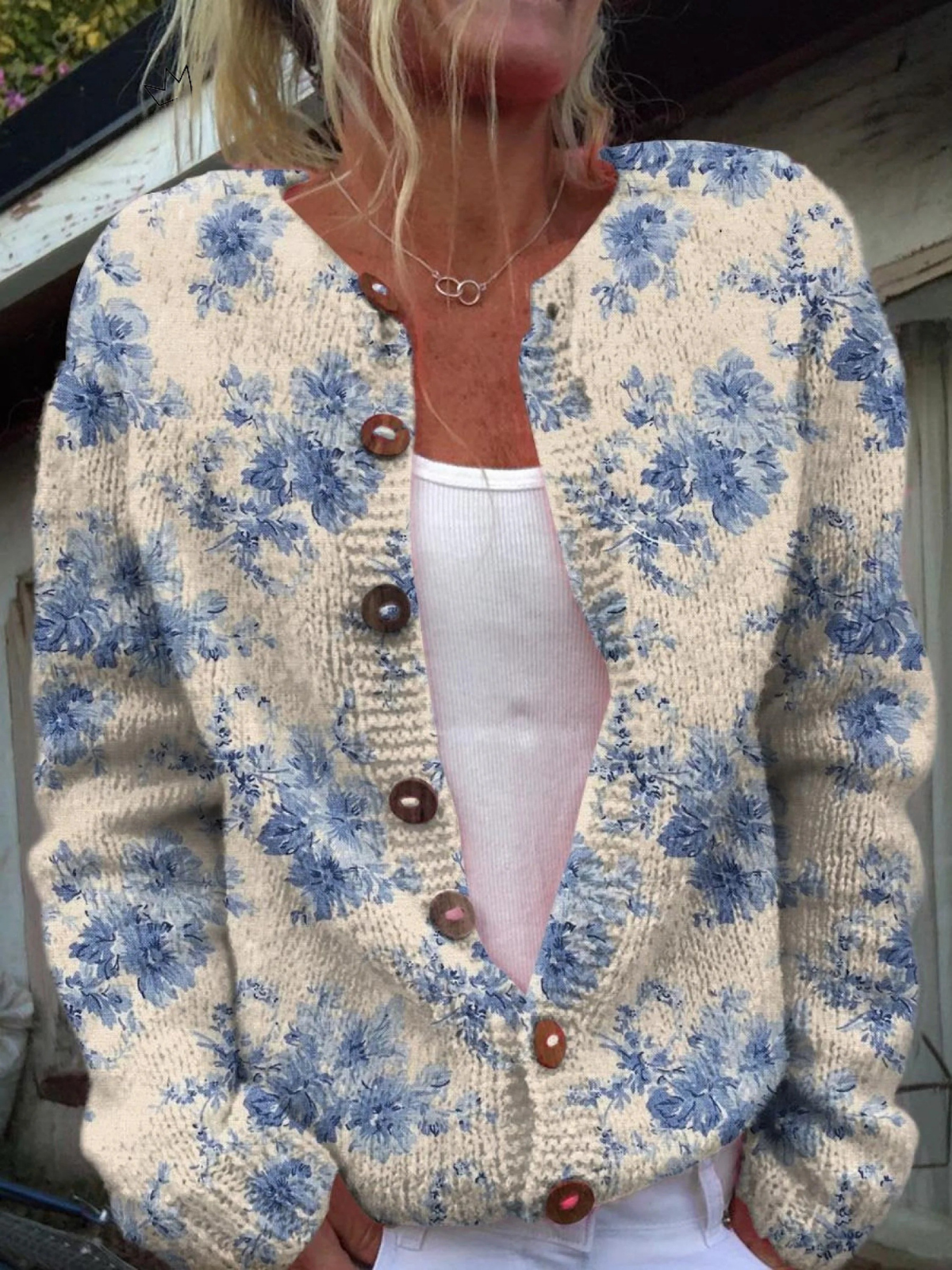 Willow | Floral Art Print Buttoned Cardigan