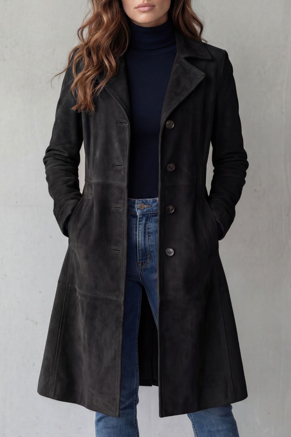 Disa | Vintage Suede-Effect Long Coat