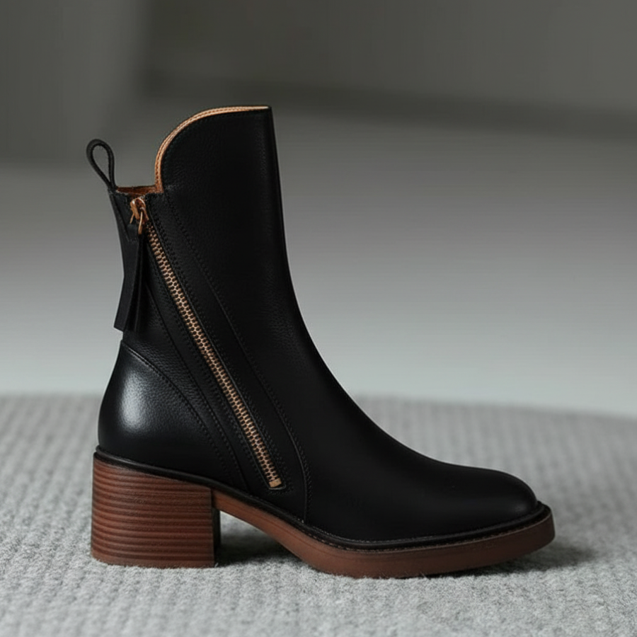 Pernelle | Leather Block Heel Boots