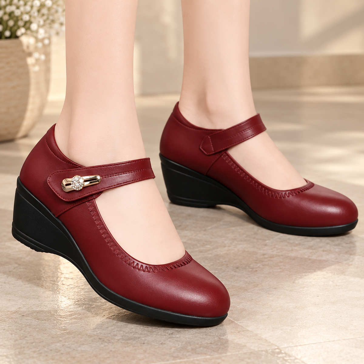 Hannah | Orthopedic Leather Wedge Shoes
