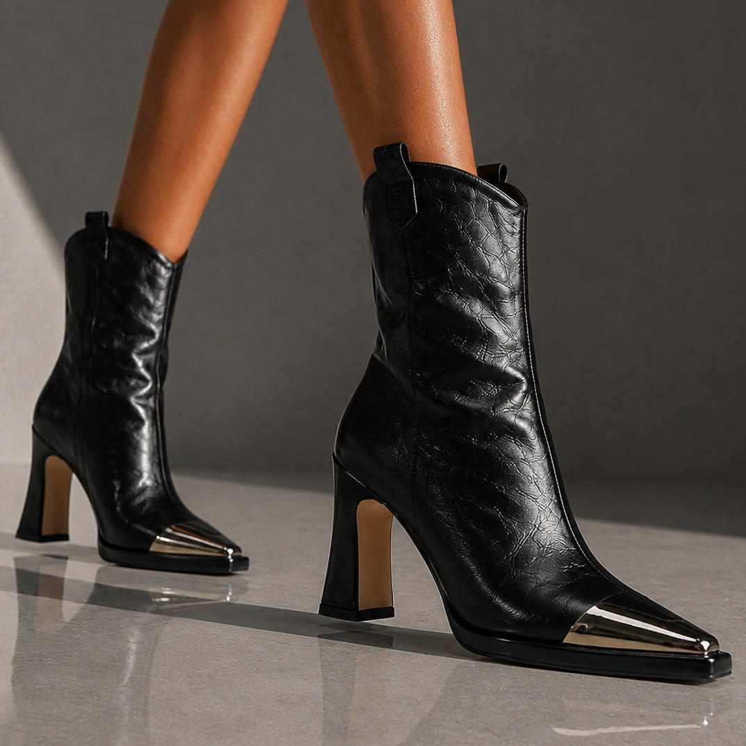 Viviana | Leather Block Heel Ankle Boots