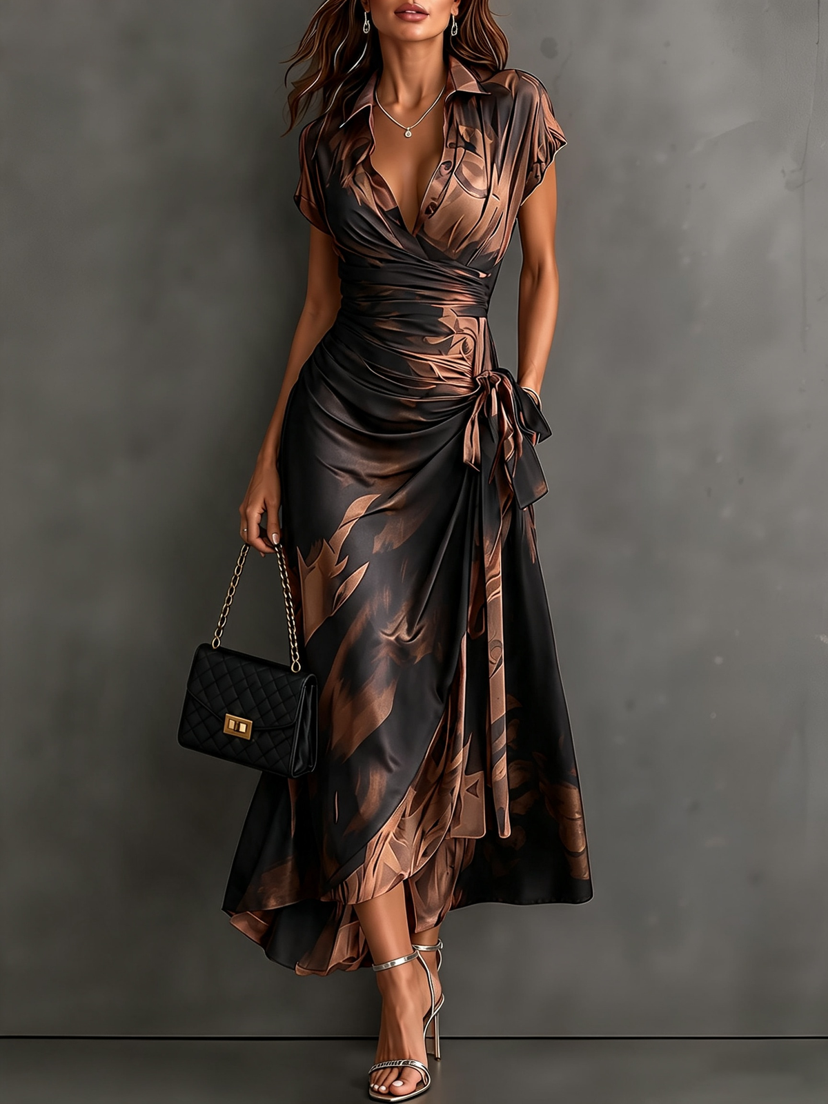 Saffron | Abstract Print Wrap Maxi Dress