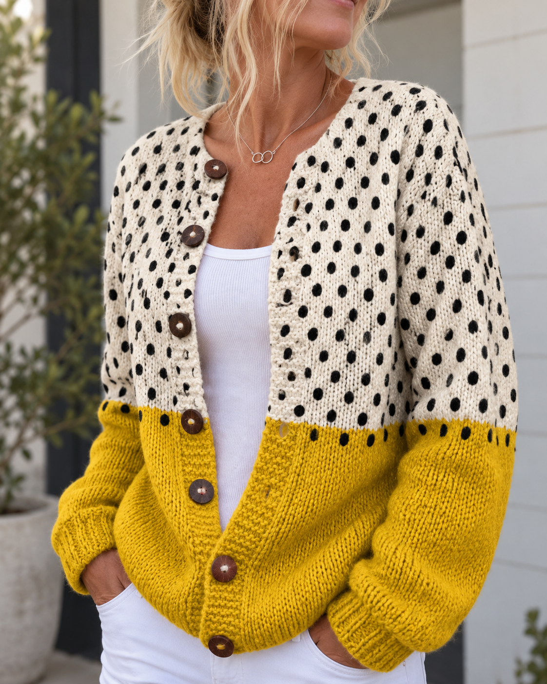 Elise | Polka Dots Buttoned Cardigan