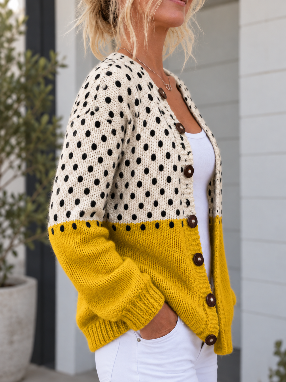 Elise | Polka Dots Buttoned Cardigan