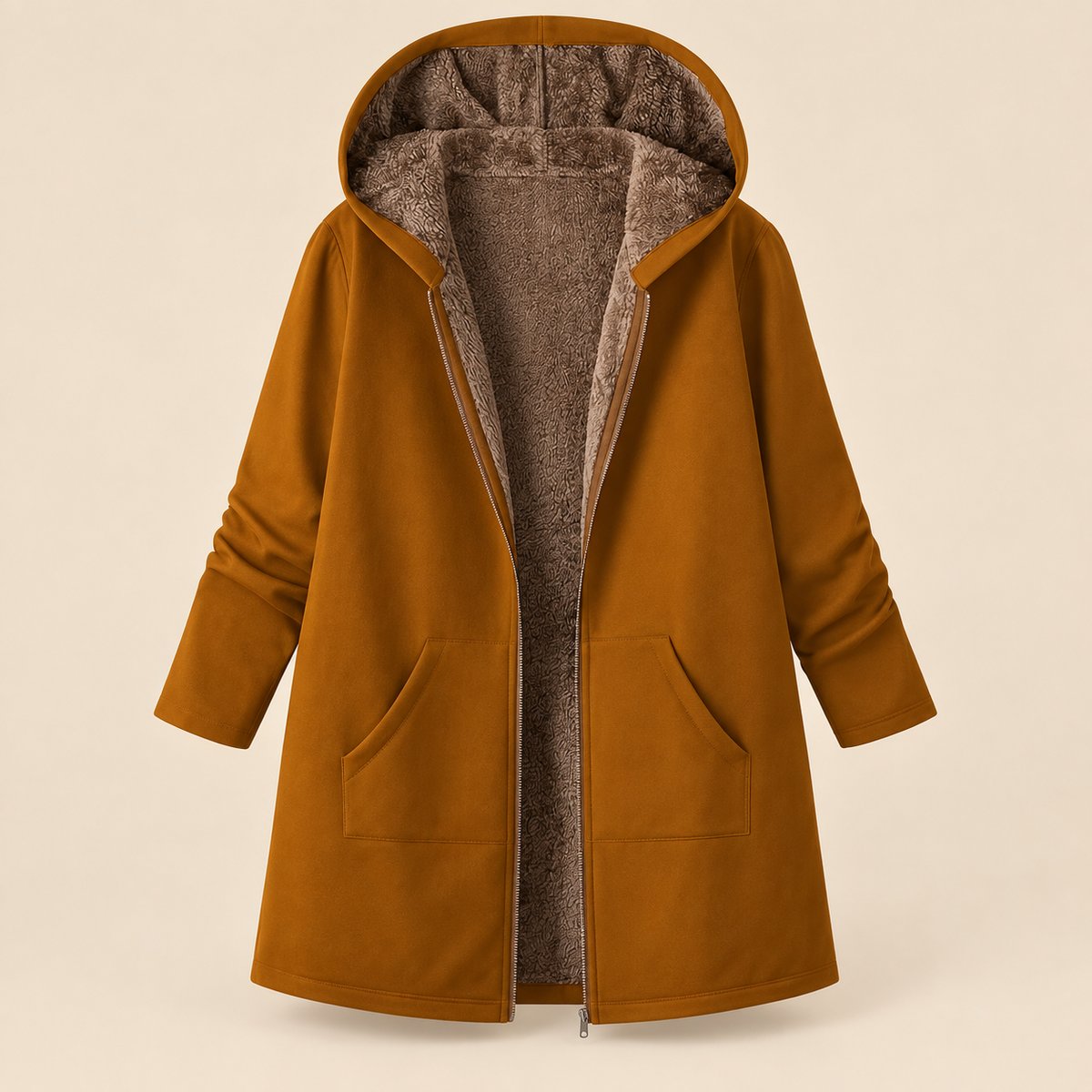 Evelyn | Cozy Sherpa-Lined Hooded Coat