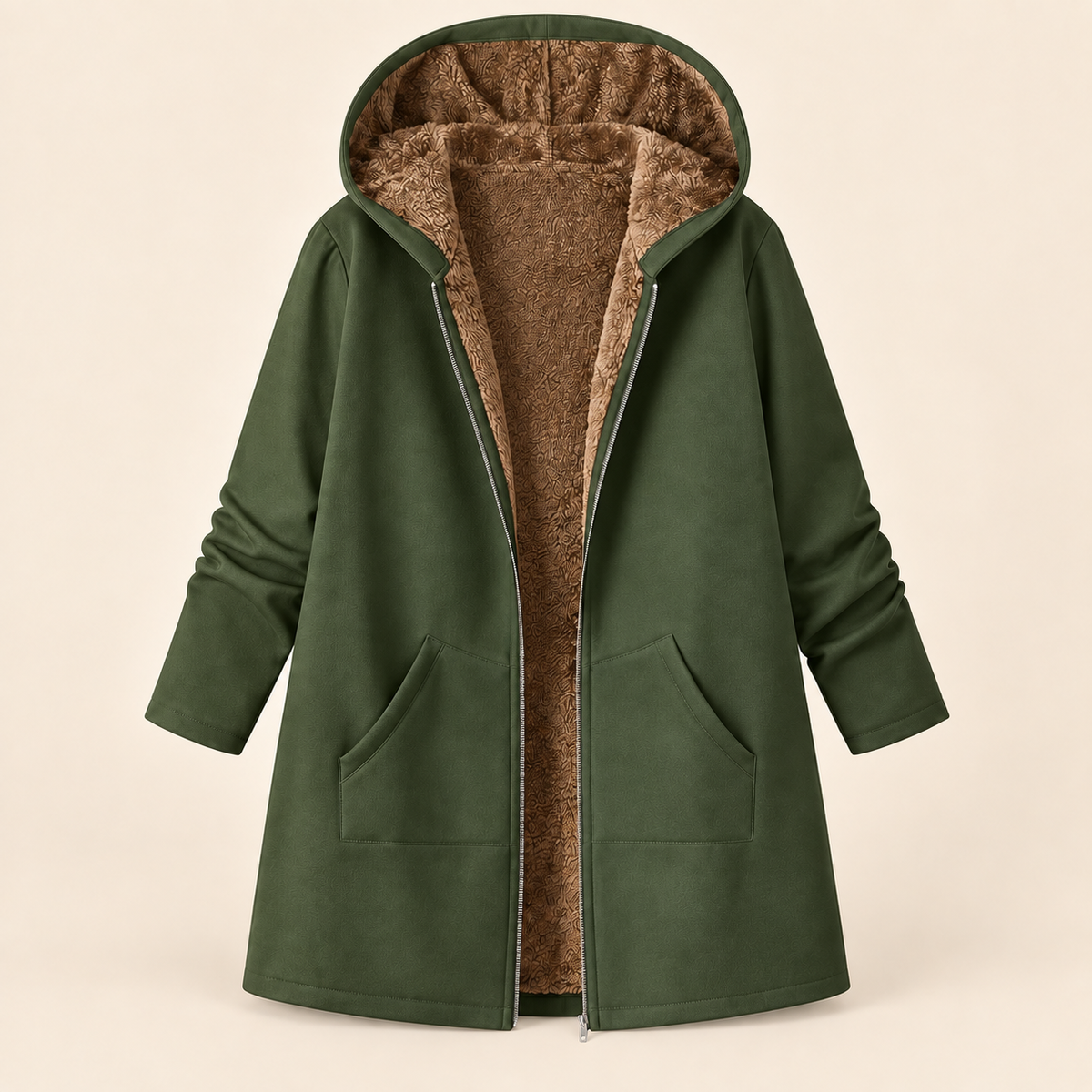 Evelyn | Cozy Sherpa-Lined Hooded Coat