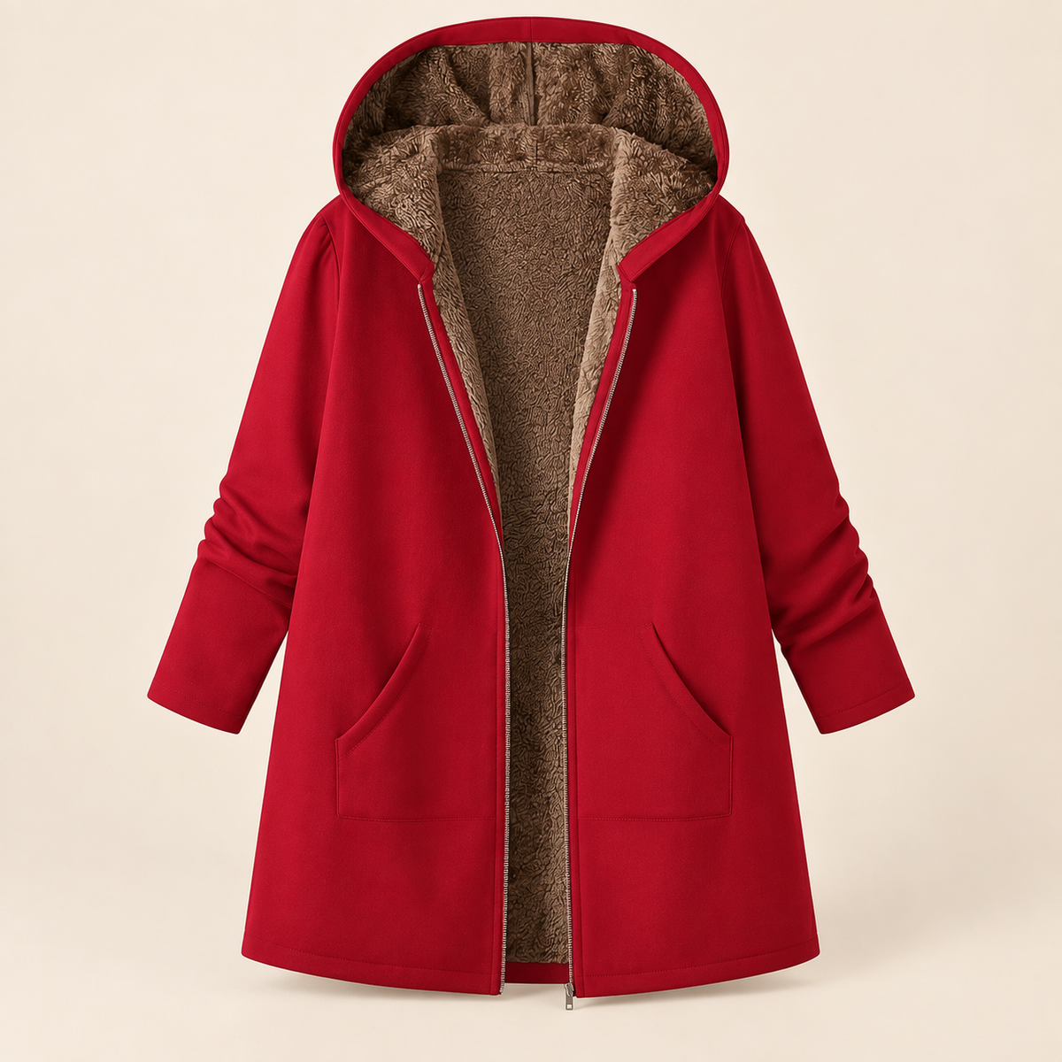 Evelyn | Cozy Sherpa-Lined Hooded Coat