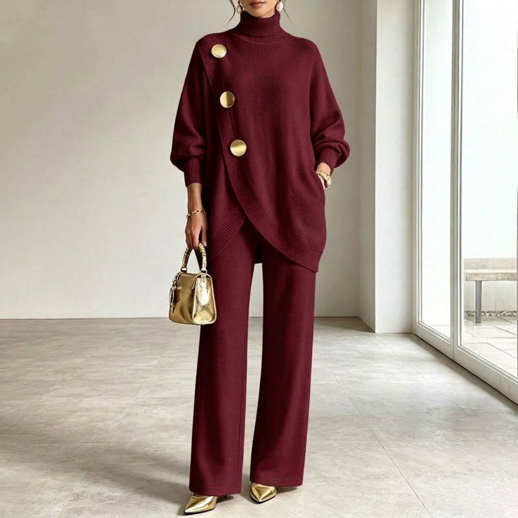 Noa | Knit Turtleneck Sweater and Wide-Leg Pants Set