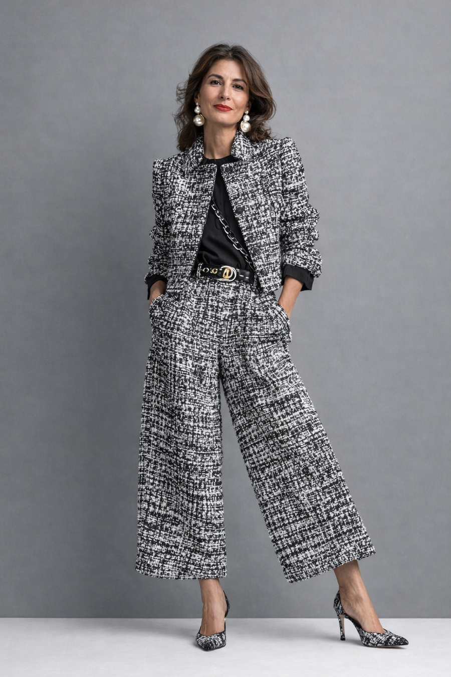 Lucia | Tweed Jacket and Wide-Leg Pants Set