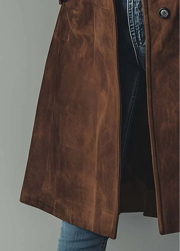 Aurélie | Suede-Effect Knee-Length Coat