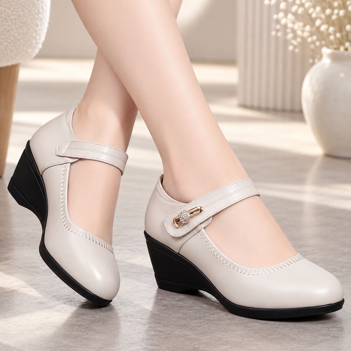 Hannah | Orthopedic Leather Wedge Shoes