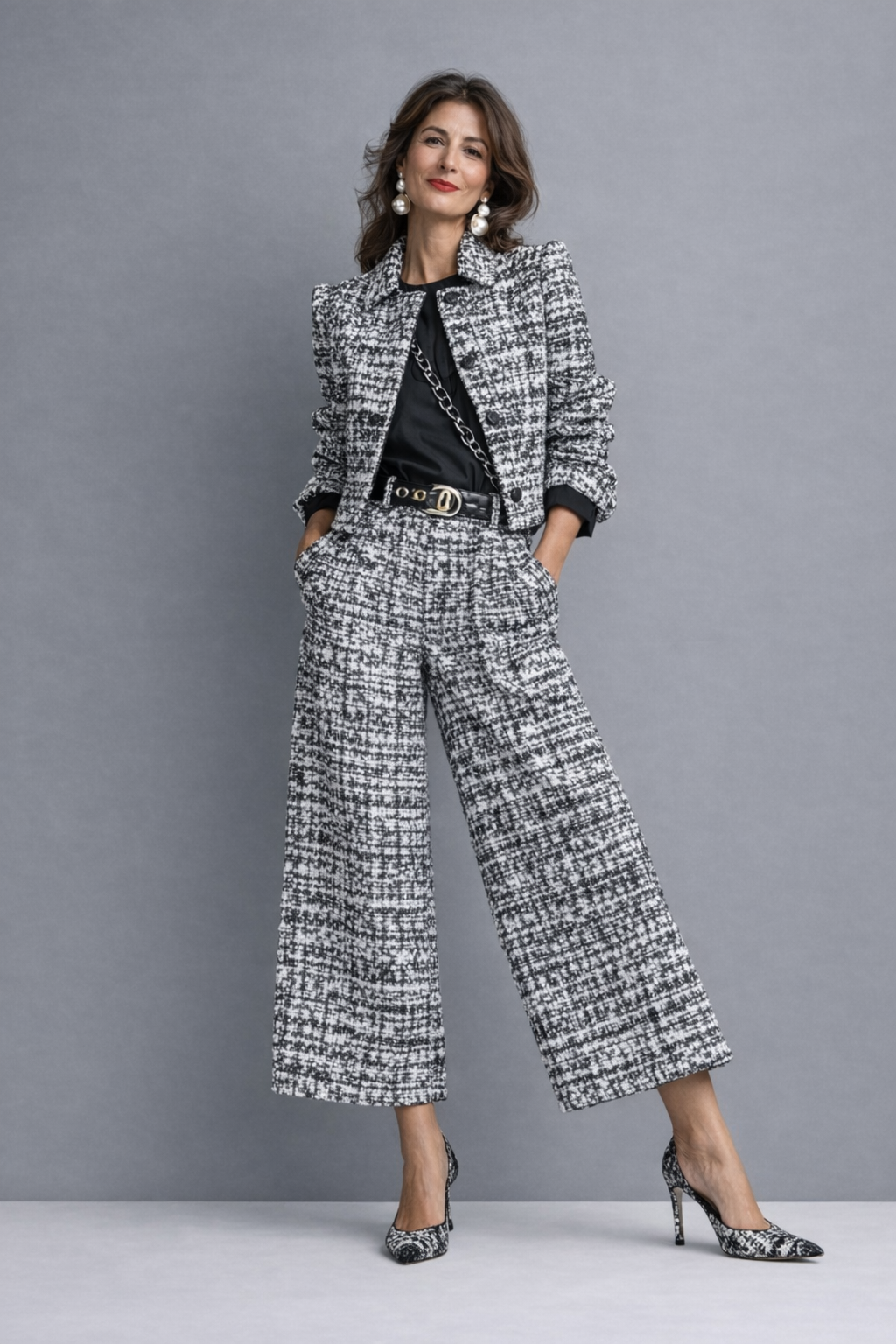Lucia | Tweed Jacket and Wide-Leg Pants Set