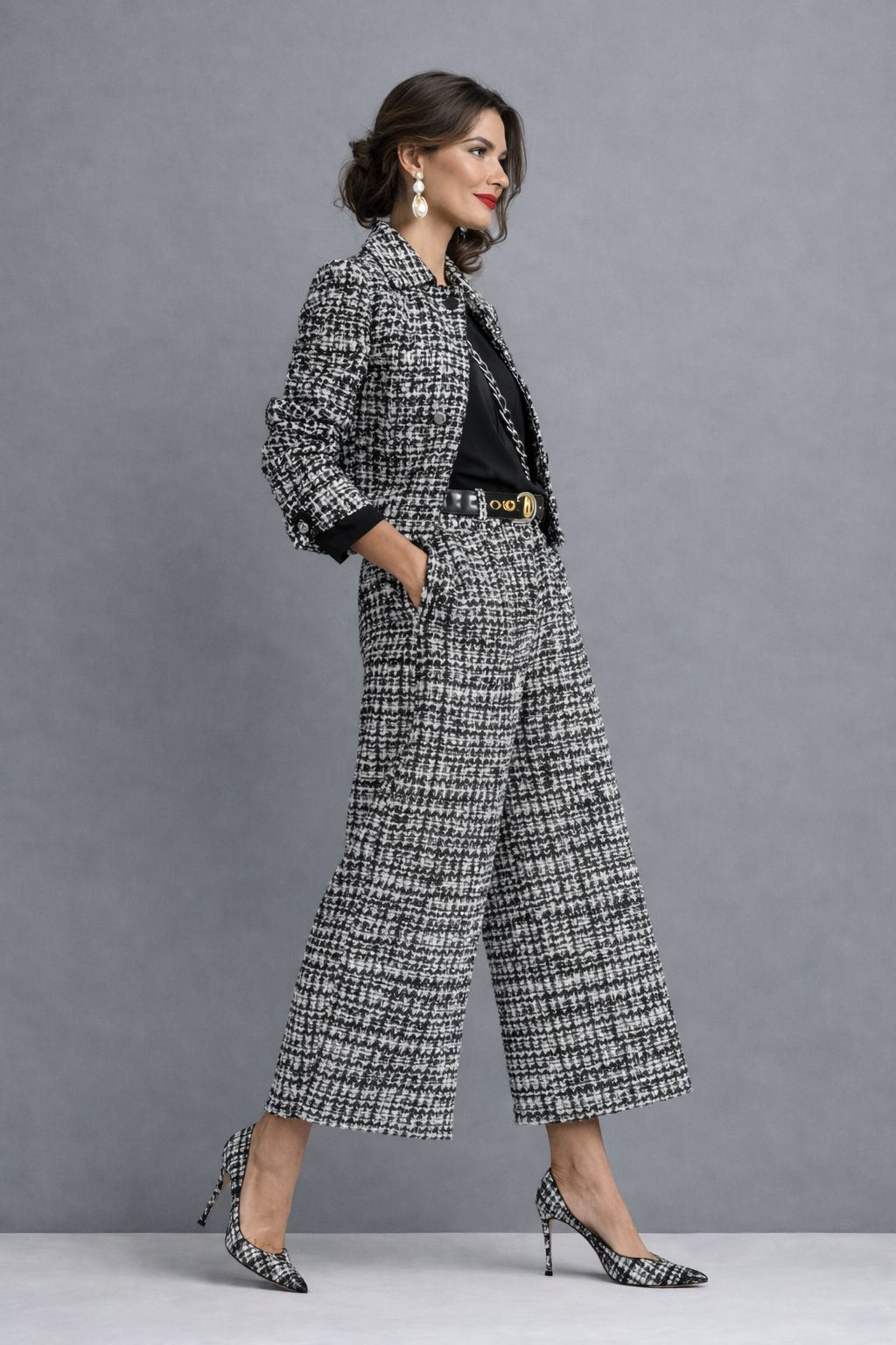 Lucia | Tweed Jacket and Wide-Leg Pants Set