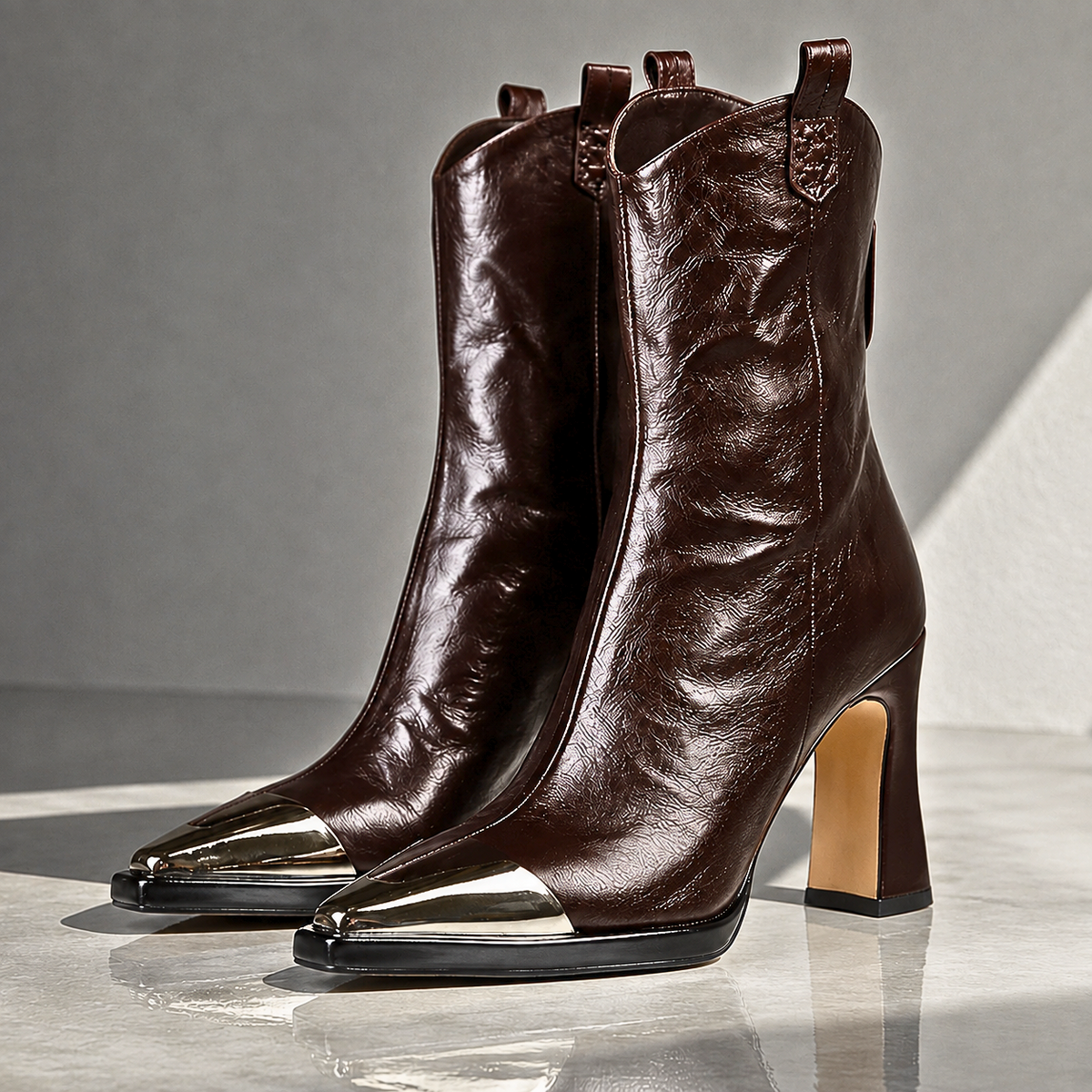 Viviana | Leather Block Heel Ankle Boots