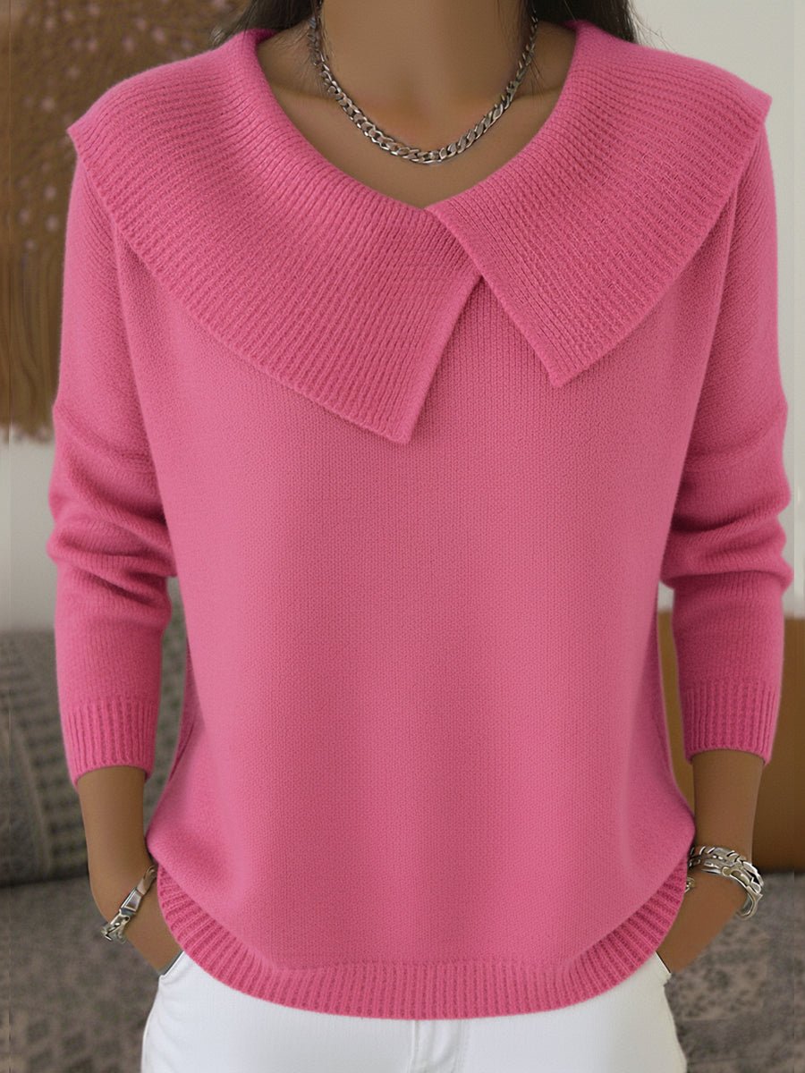 Hazel | Warm Sweater with Soft Asymmetric Collar