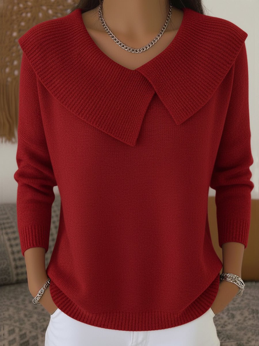 Hazel | Warm Sweater with Soft Asymmetric Collar