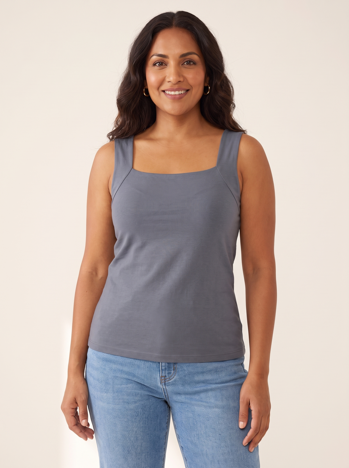Roxy Grey Blue top front view