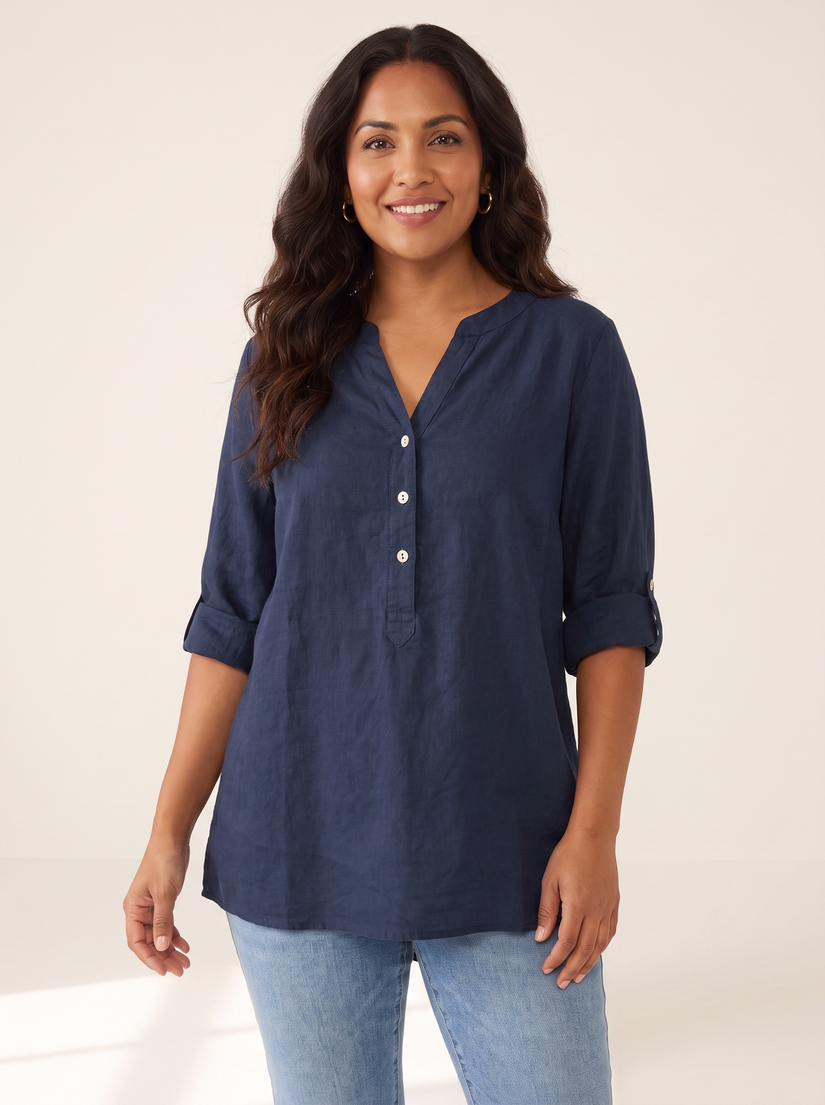 Veronique Navy Blue top front view