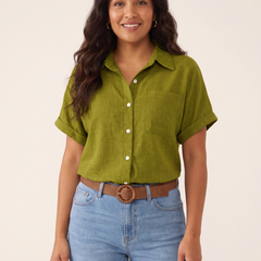 Zandra Olive top front view