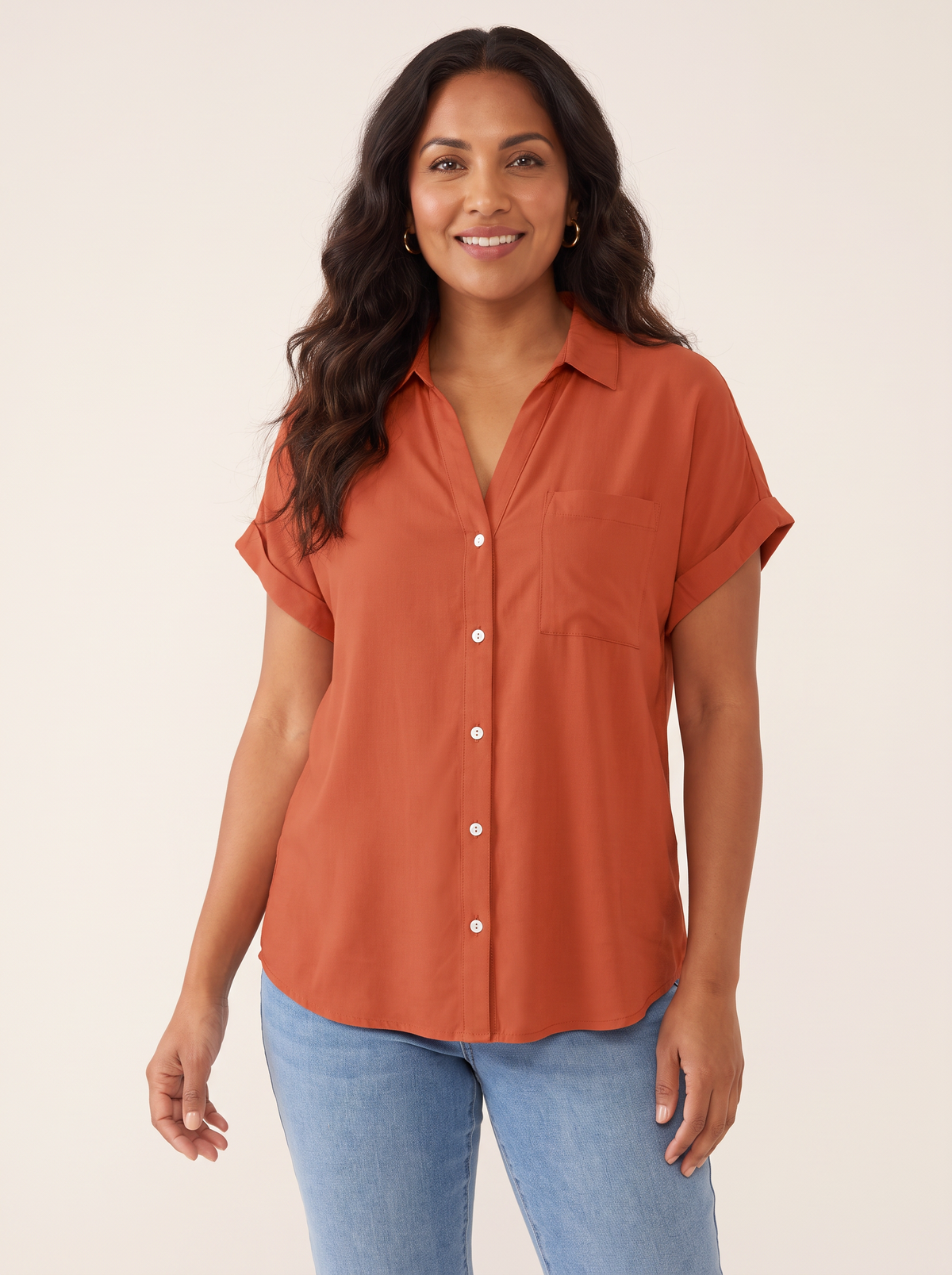 Gustie Burnt Orange top front view