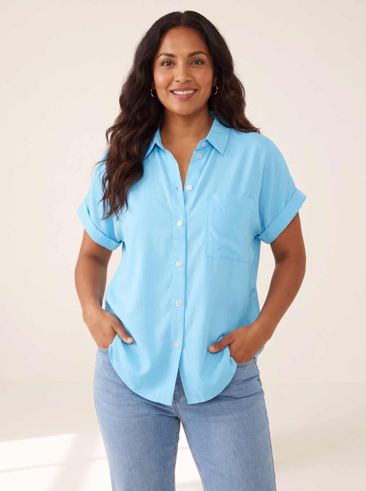 Gustie Sky Blue top front view