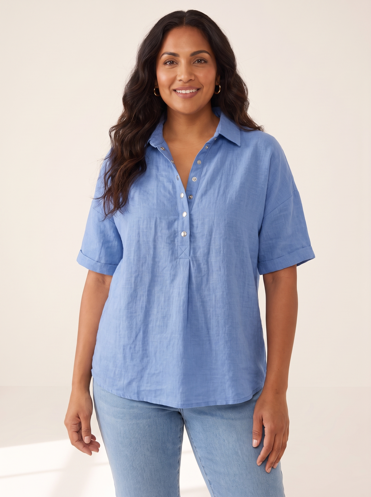 Charlotte Light Blue top front view