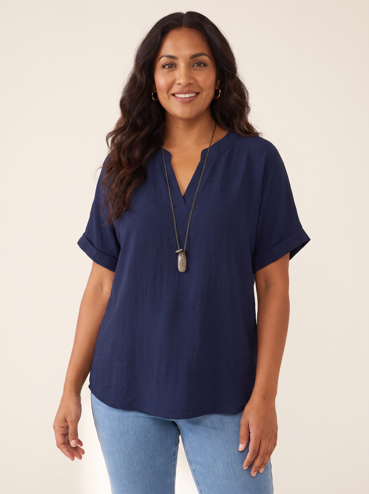 Livia navy blue top front view