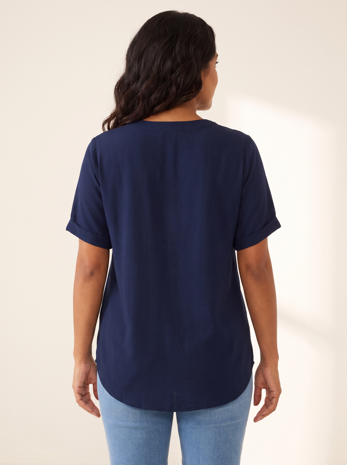 Livia navy blue top back view