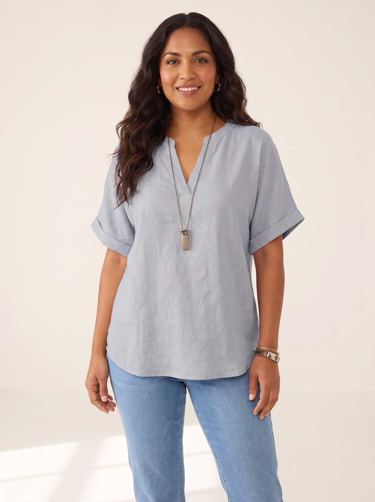 Livia Grey top front view