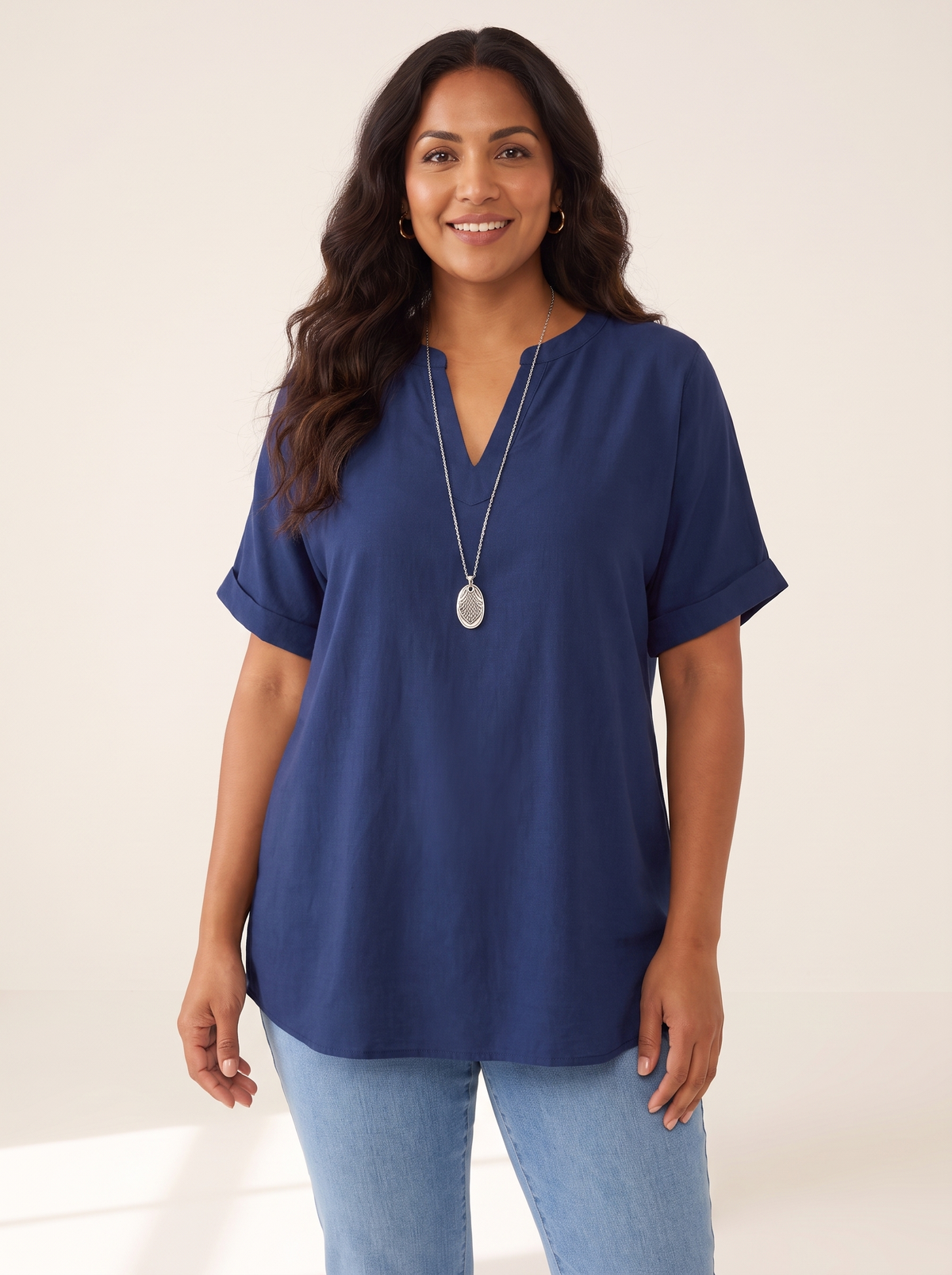 Livia Deep Blue top front view