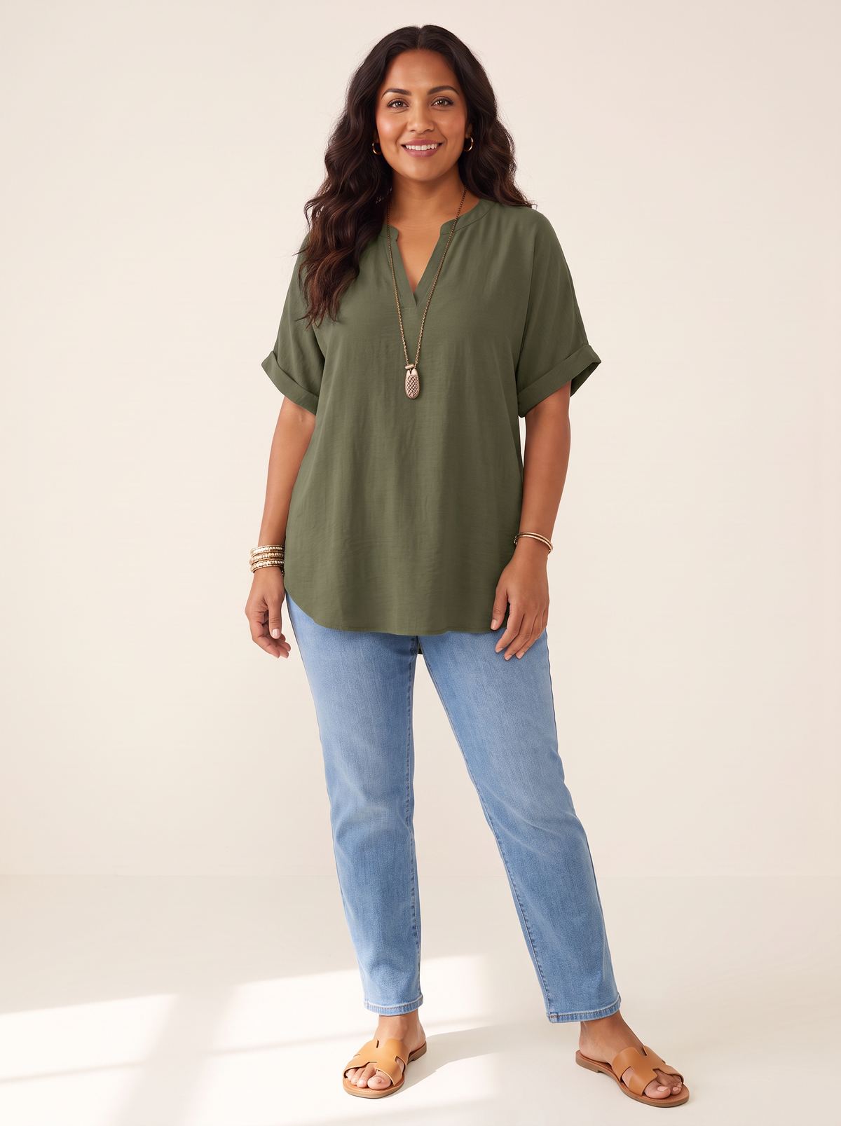 Livia Green top front view