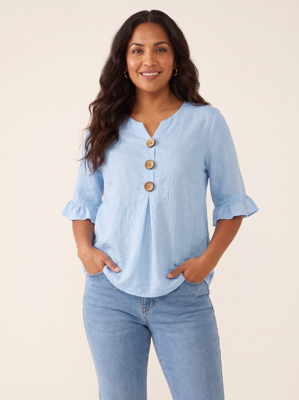 Jessara Light Blue top front view