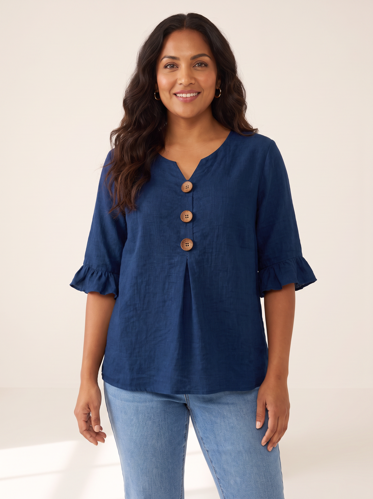 Jessara Dark Blue top front view