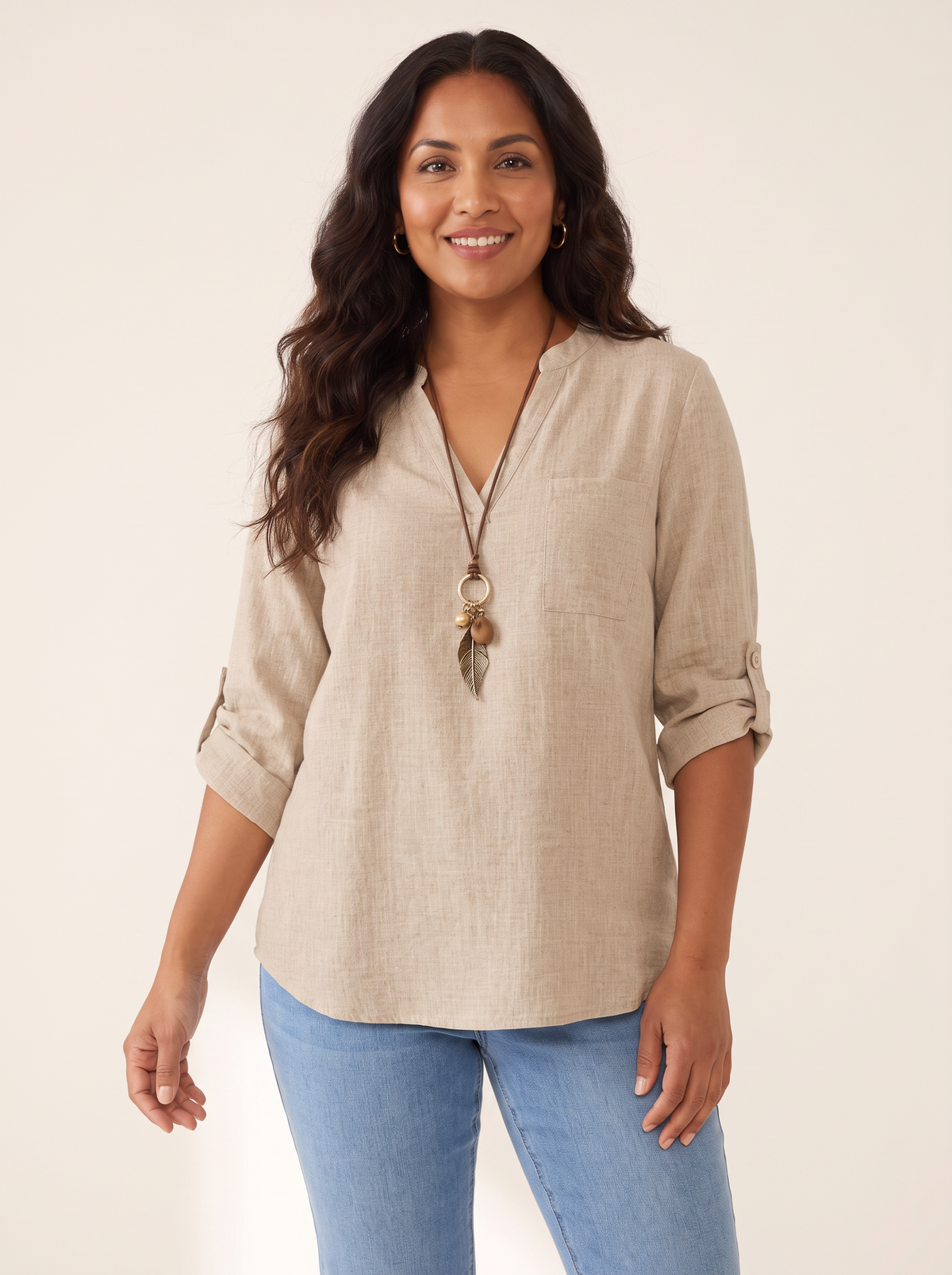 Noa Beige top front view