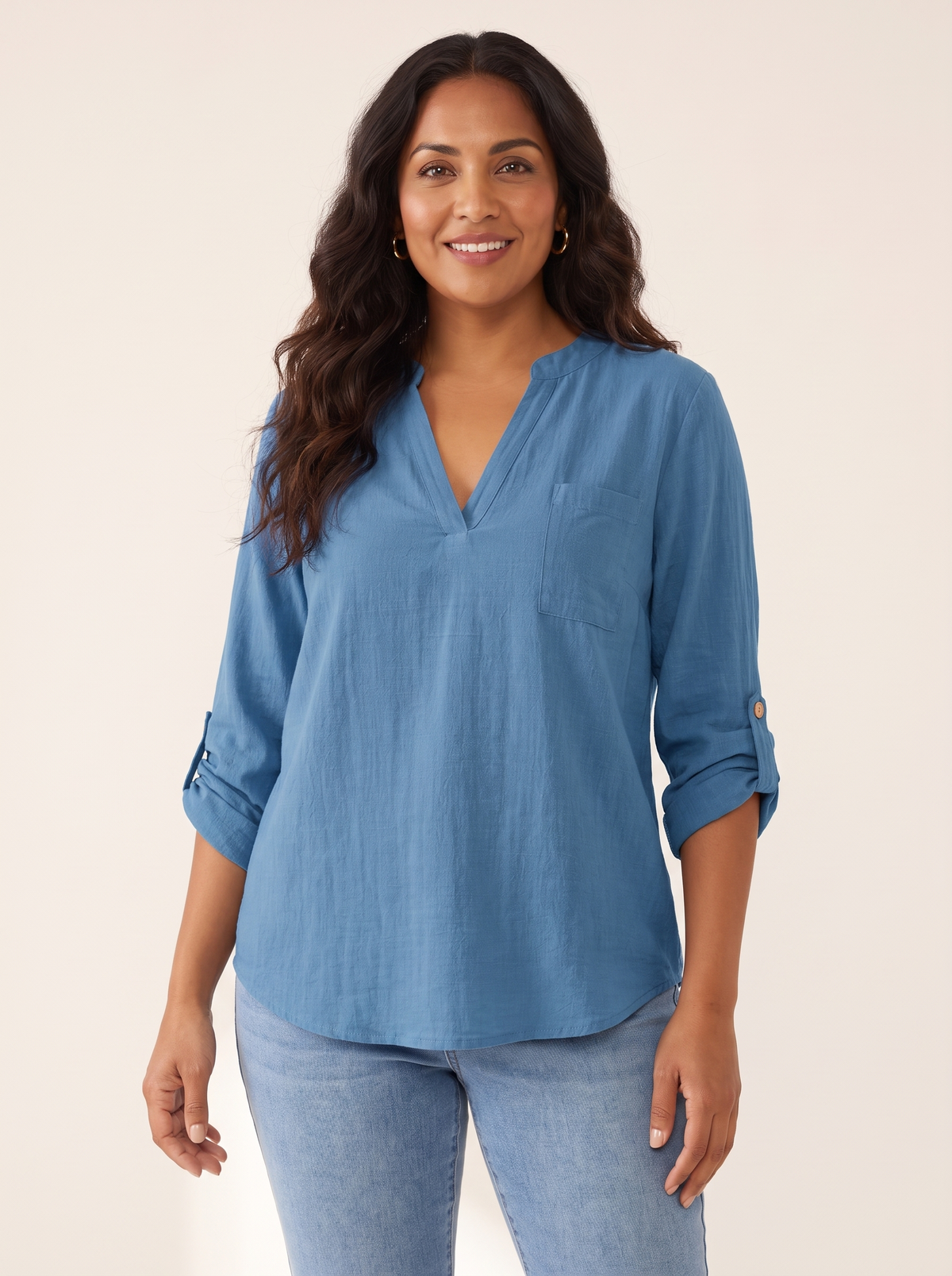 Noa Blue top front view