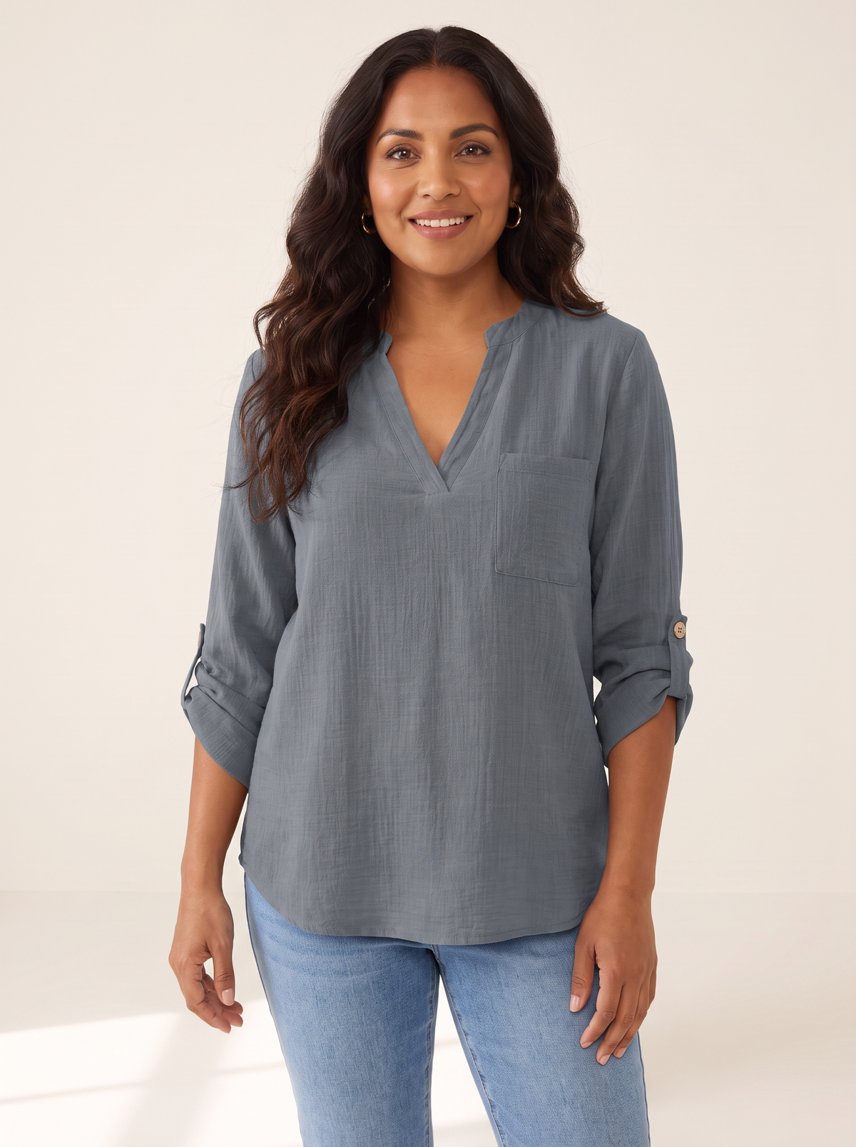 Noa Grey top front view