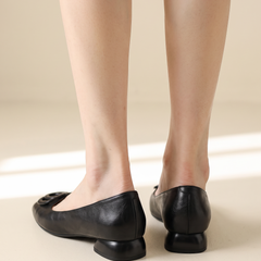 Ninon square toe ballet flats in Black, back