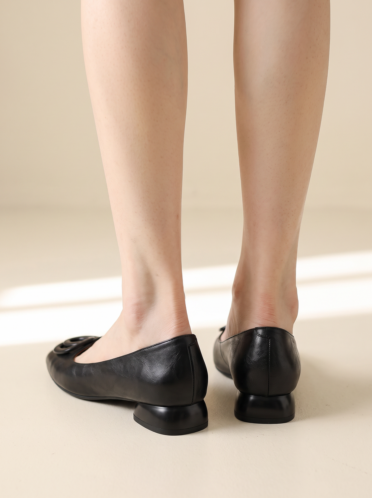 Ninon square toe ballet flats in Black, back