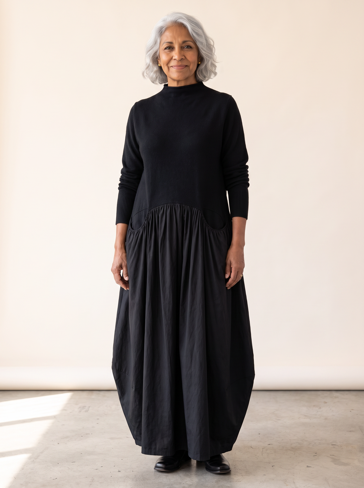 Odette oversized maxi dress in Black, front