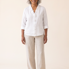 Lottie ruffle V-neck blouse in white