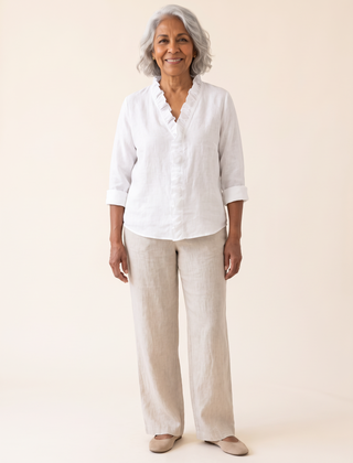 Lottie ruffle V-neck blouse in white