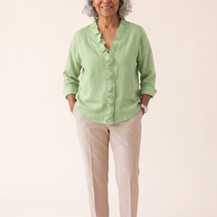 Lottie ruffle V-neck blouse in green