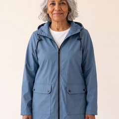 Rianna weatherproof jacket in blue, front view