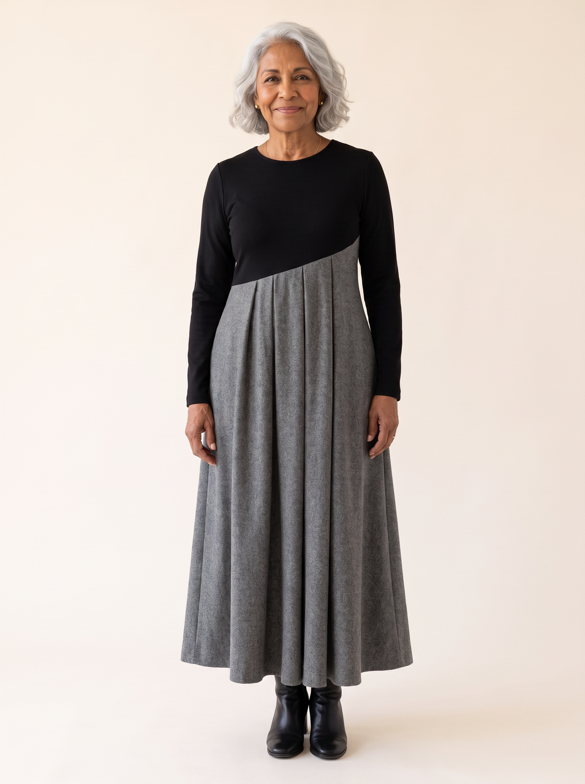 Casa long sleeve maxi dress, front view