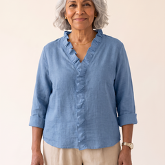 Lottie ruffle V-neck blouse in blue