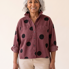 Pollie polka dot denim top in red