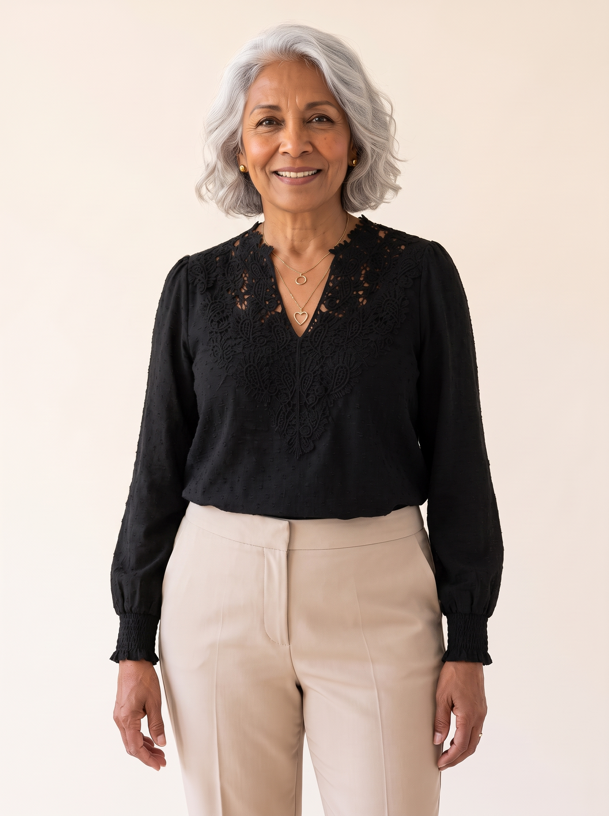 Hadley lace look blouse in black