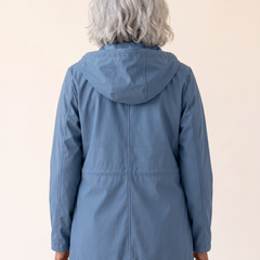 Rianna weatherproof jacket in blue, back view