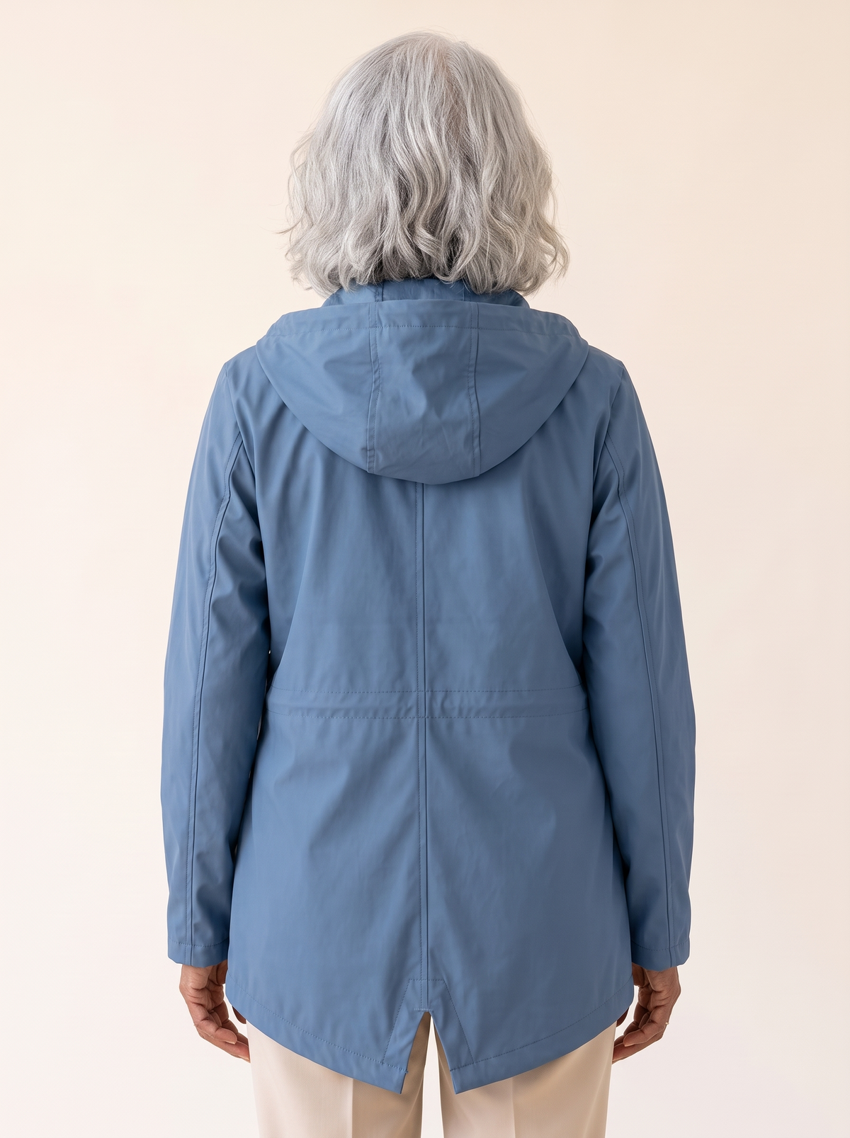 Rianna weatherproof jacket in blue, back view