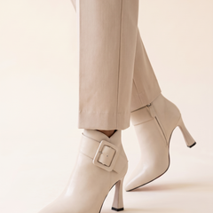 Emilie buckle ankle boots in beige